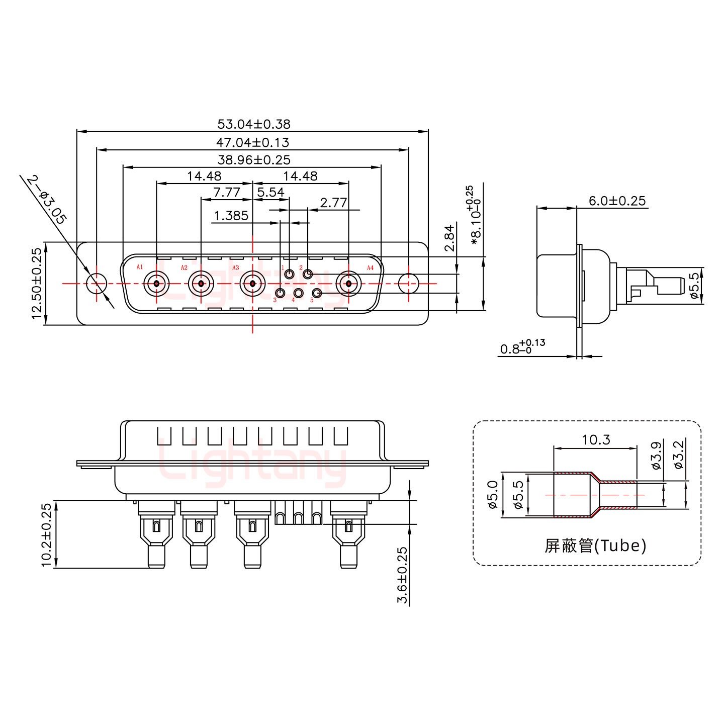 9W4公焊線式/光孔/射頻同軸75歐姆