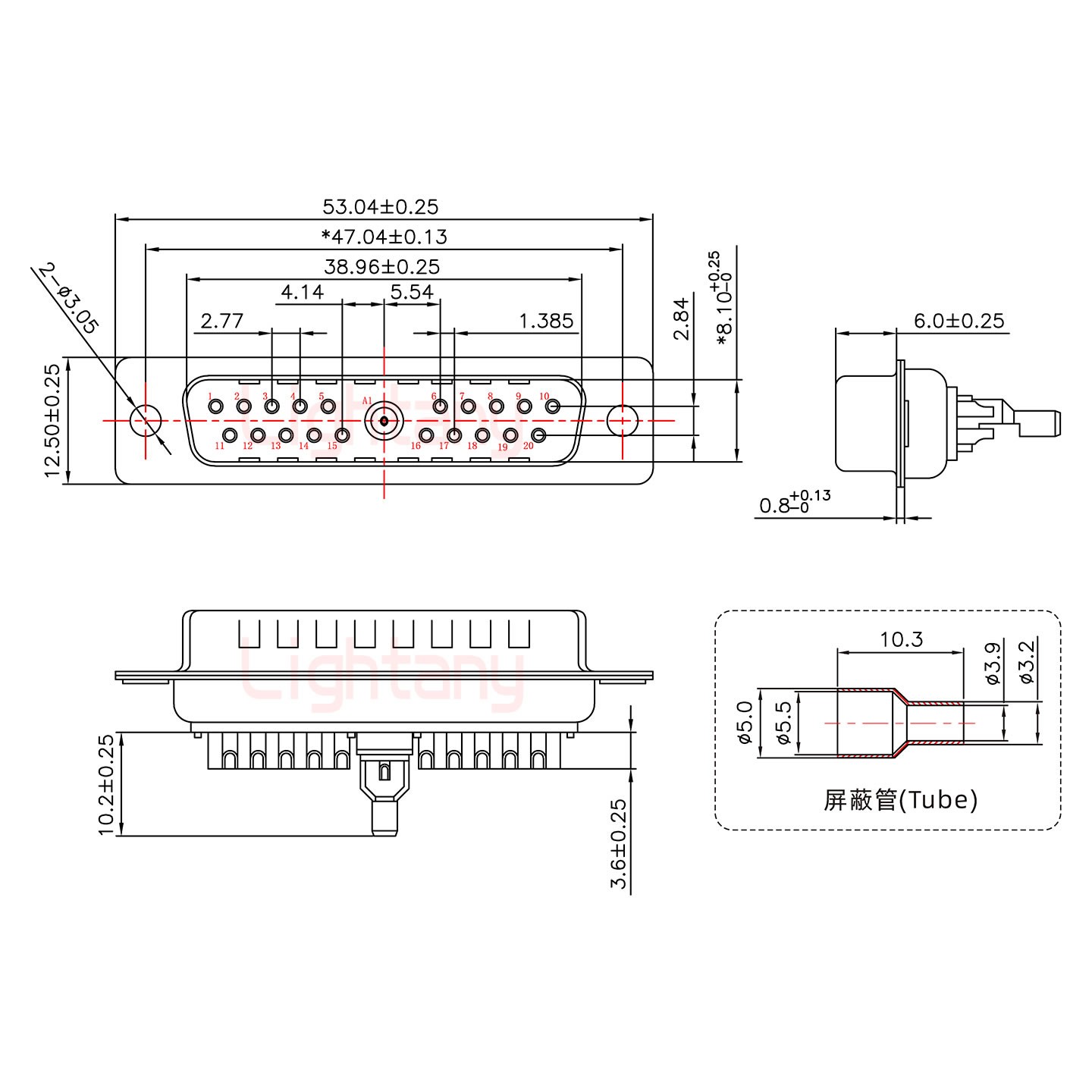 21W1公焊線式75歐姆+25P金屬外殼1015彎出線4~12mm