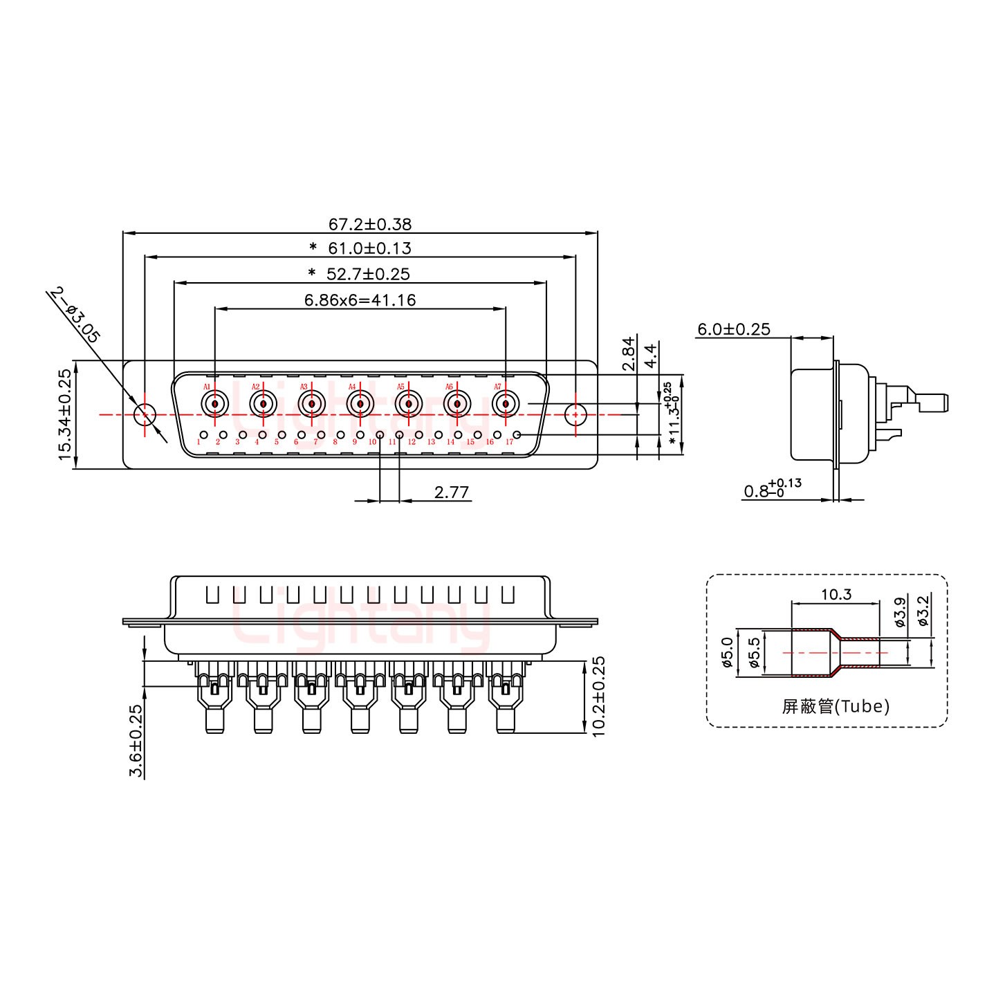 24W7公焊線式75歐姆+50P金屬外殼1746斜出線4~12mm