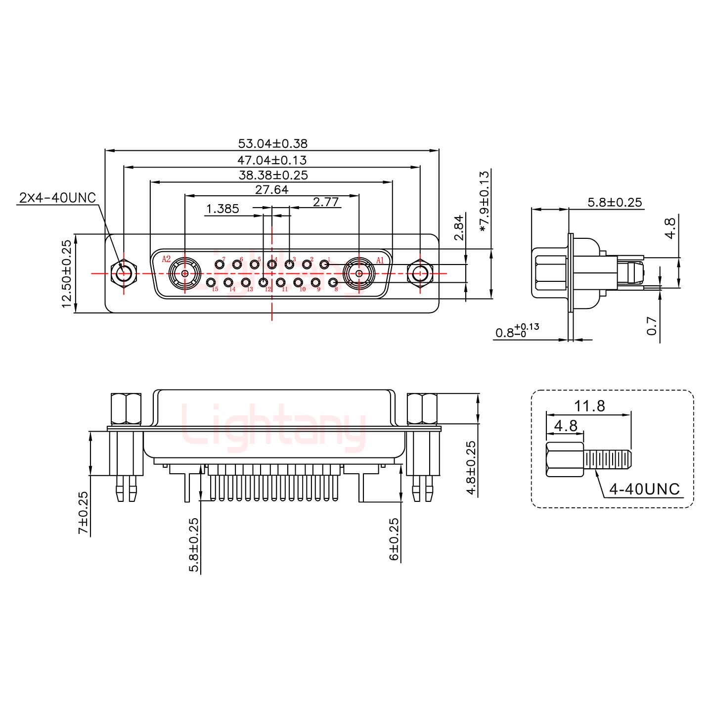 17W2母PCB直插板/鉚魚(yú)叉7.0/射頻同軸50歐姆