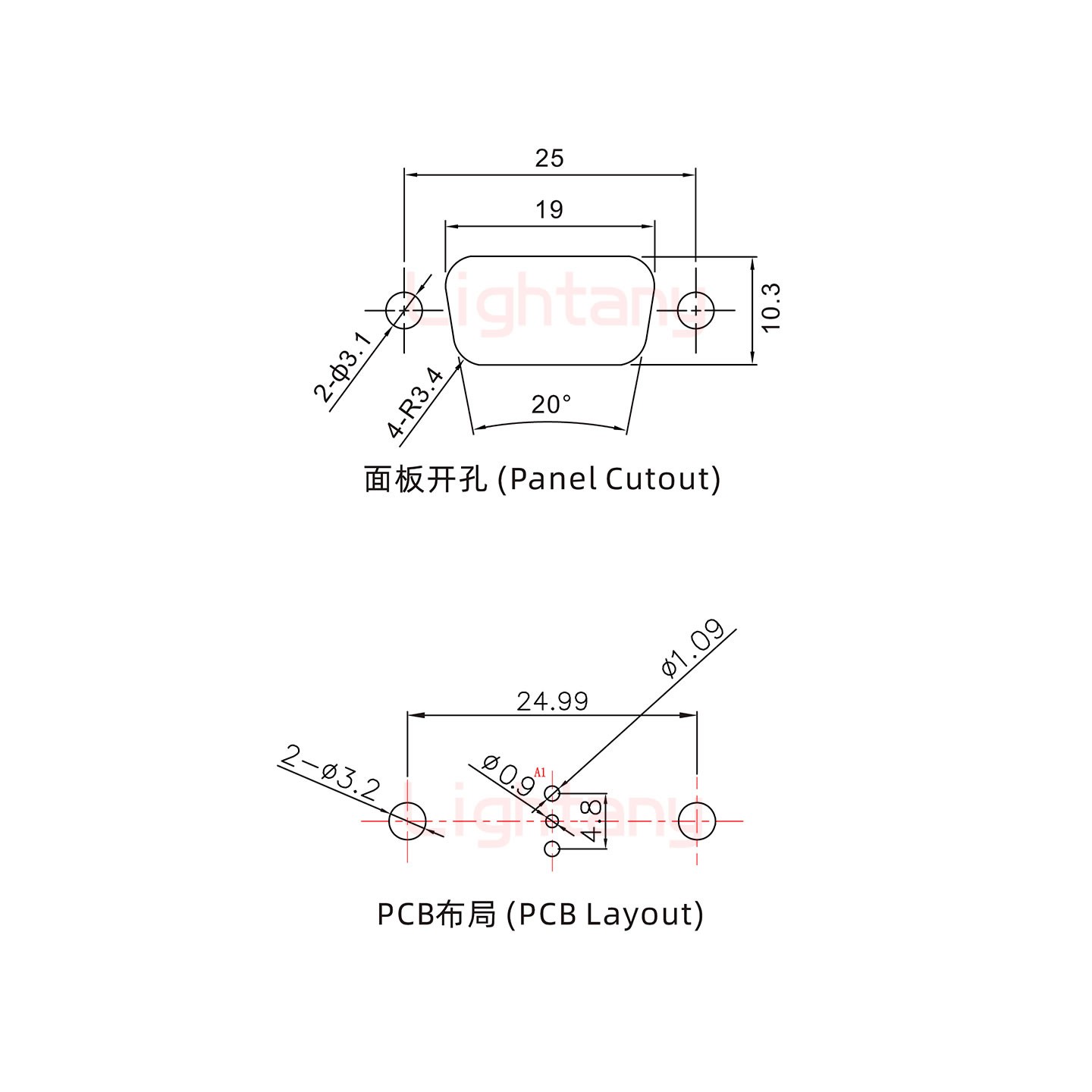 1W1公PCB直插板/鉚魚叉7.0/射頻同軸50歐姆