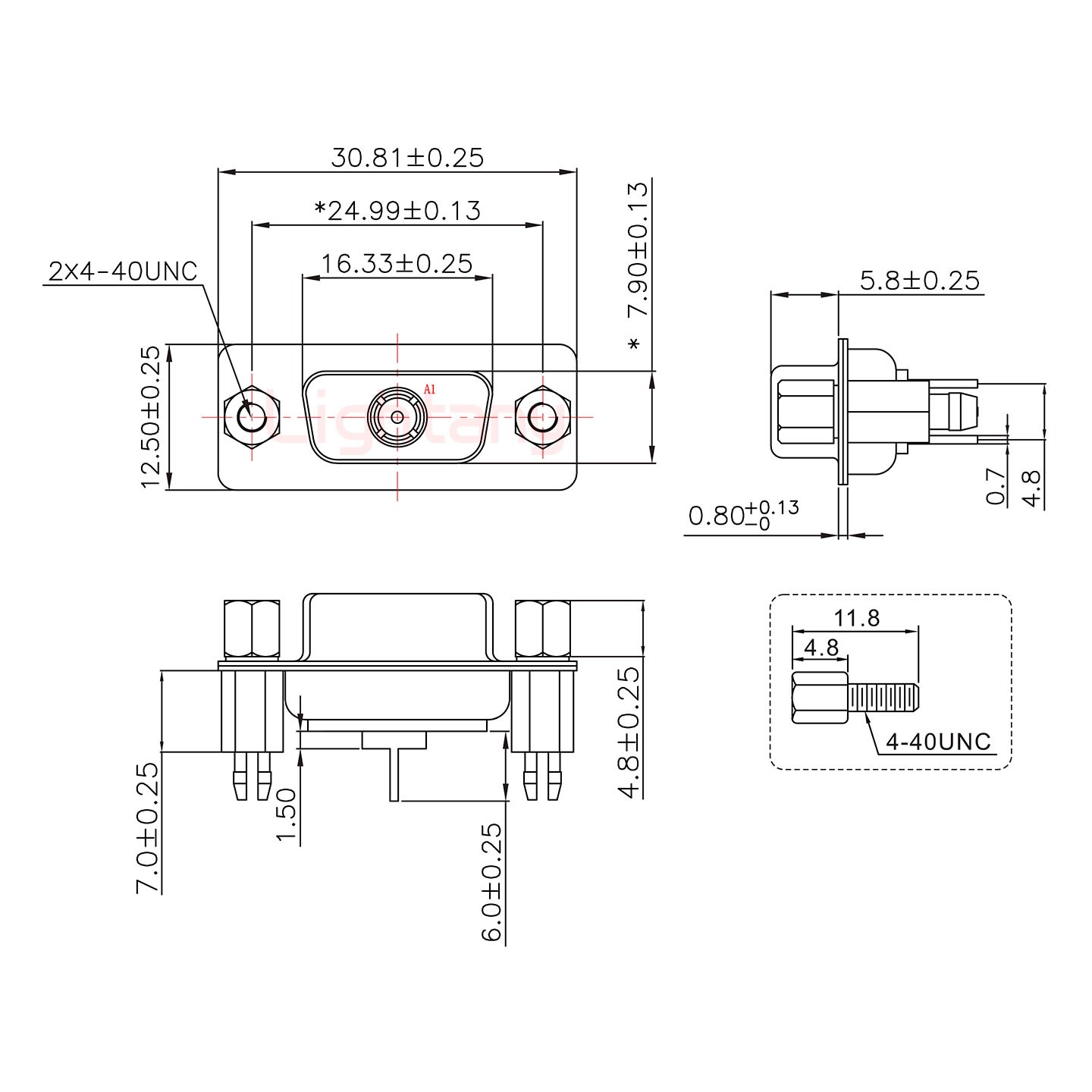 1W1母PCB直插板/鉚魚(yú)叉7.0/射頻同軸50歐姆