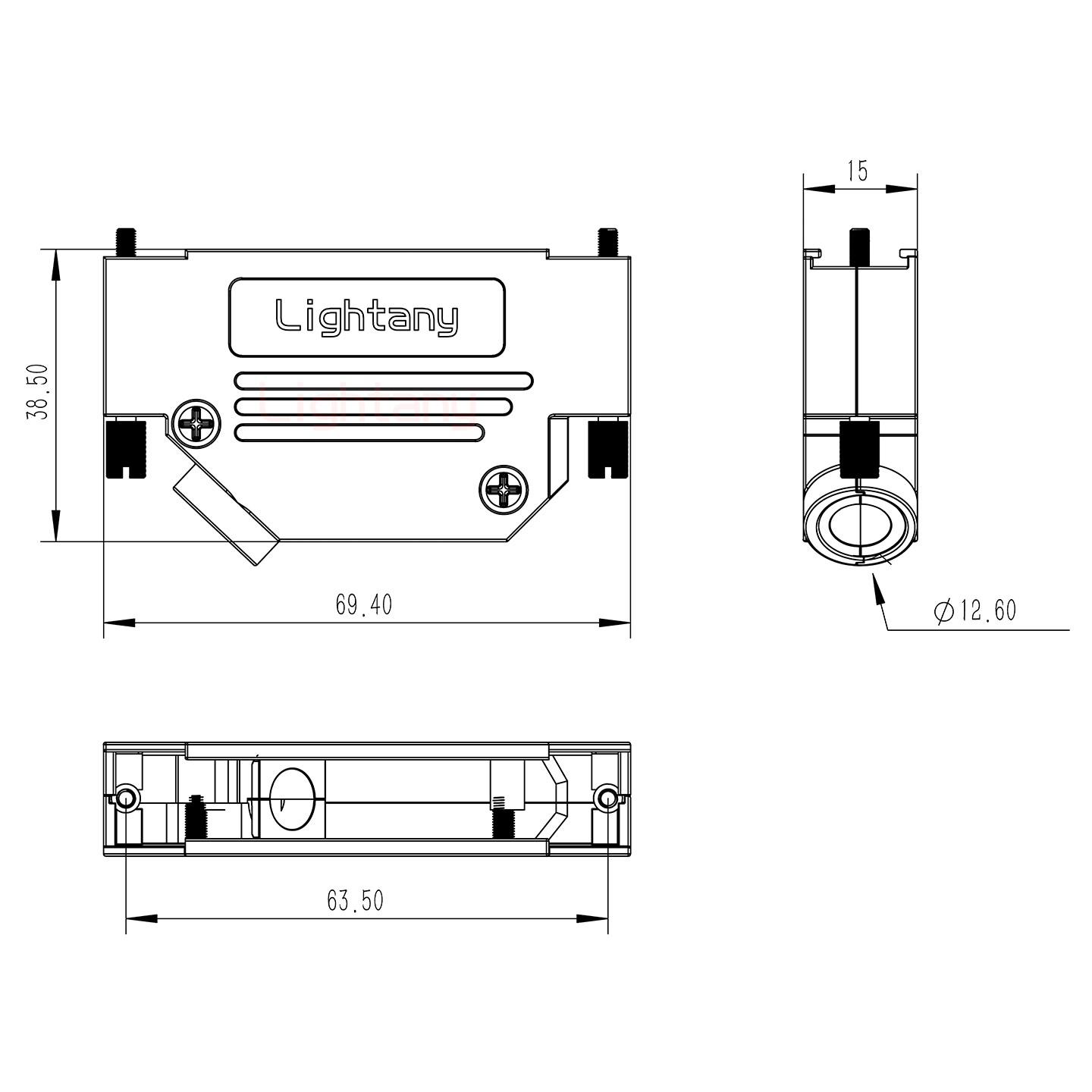 13W6B公焊線式50歐姆+37P金屬外殼967斜出線4~12mm