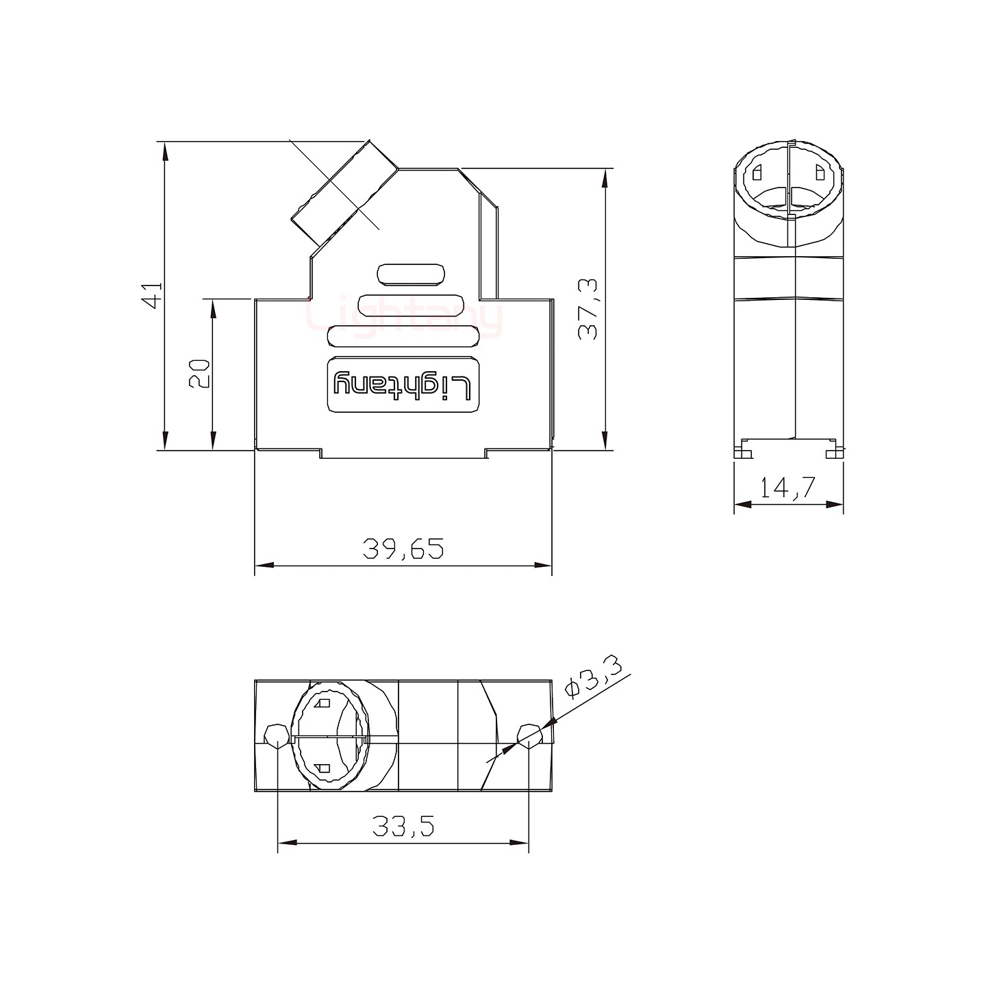 3V3公短體焊線40A+15P金屬外殼1679斜出線4~12mm