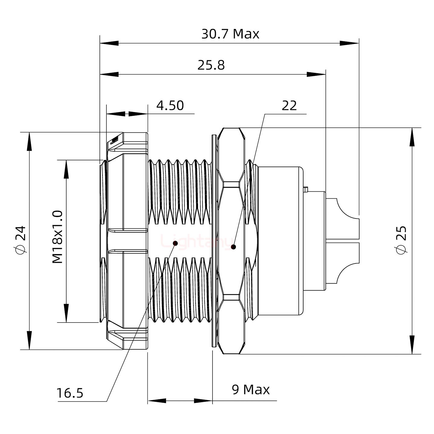 ECG.3B.003.CLL雙螺母插座 焊線