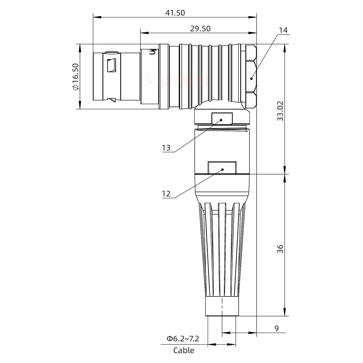 FHG.2B.004.CLAD72Z推拉自鎖帶護(hù)套彎式插頭