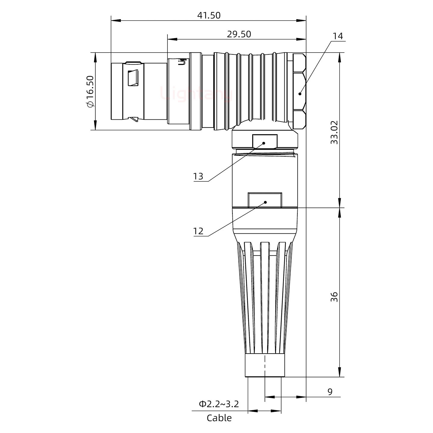 FHG.2B.010.CLAM31Z推拉自鎖帶護(hù)套彎式插頭