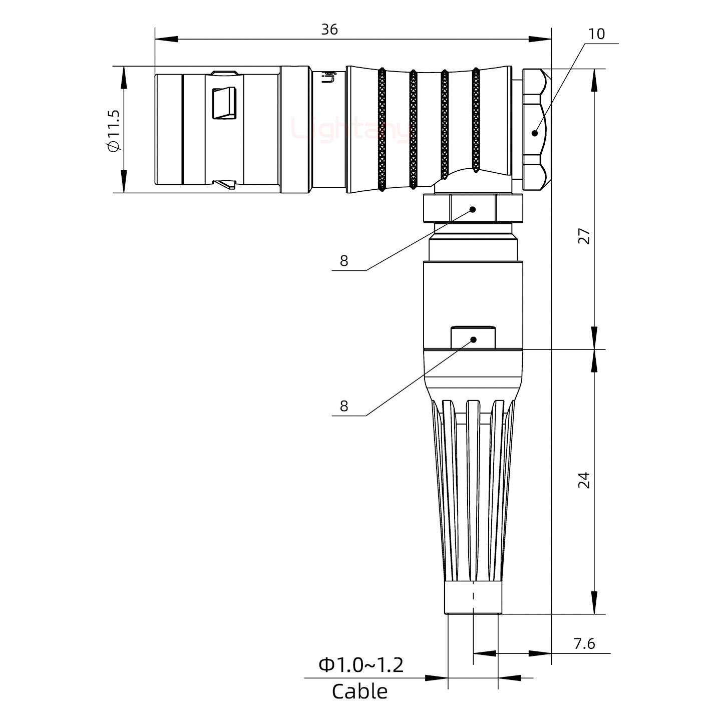 FHG.0K.002.CLAC10Z推拉自鎖帶護套彎式插頭